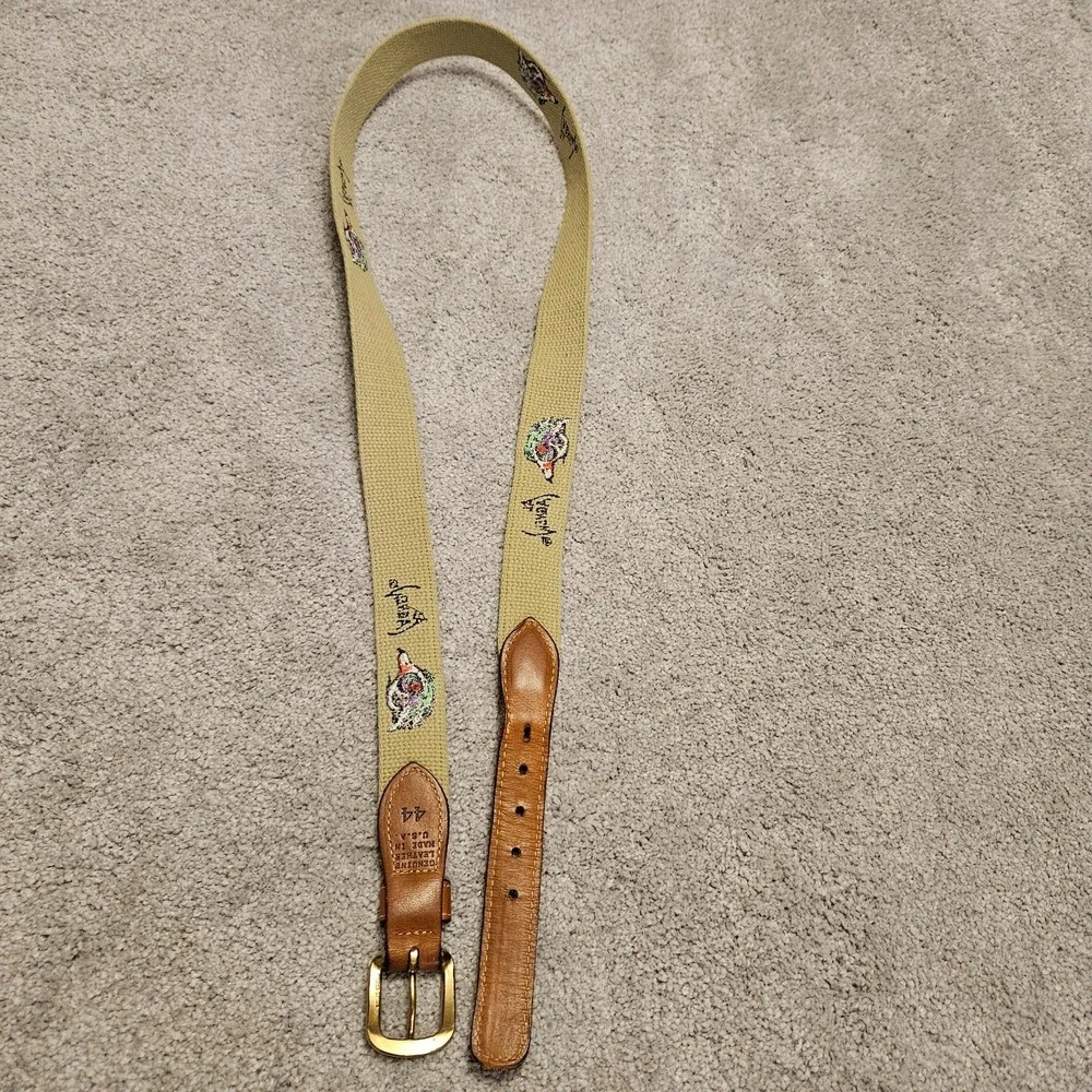 VTG Al Agnew Embroidered Canvas Belt – Wood Duck Design – Size 44 – Made in‎ USA
